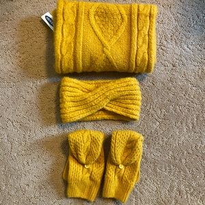 *LAST DAY* Yellow Scarf, Headband, and Mitten Set